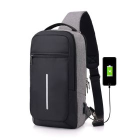 Anti-theft USB charging chest bag with you (Option: Dark grey)