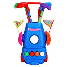 Toddler Golf Set With 4 Balls 4 Clubs 2 Holes 2 Flags Golf Cart Indoor Outdoor Golf (Option: MultiColor)