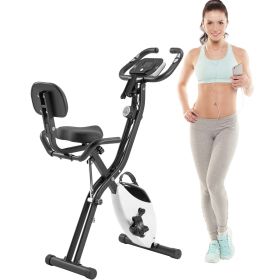 Folding Exercise Bike Fitness Upright Recumbent X-Bike With 10-Level (Option: Black)