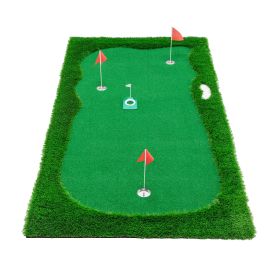 10x5 FT Golf Putting Green, Golf Training Mat With High-quality Turf, 3 Holes, 3 Flags And Cups For Indoor Outdoor (Option: Green)