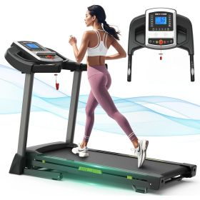 Silent Motor Dual Shock Absorption 330 Lbs Loading Portable Folding Treadmill With Intuitive LCD Panel (Option: Black)
