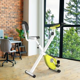 Foldable Upright Training Exercise Bike Indoor Stationary X Bike with 8 Levels of Magnetic Resistance for Aerobic Exercise (Option: Yellow-1150x425x215 mm)