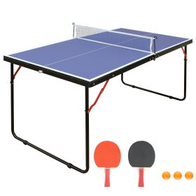 Table Tennis Table Folding Portable Table Tennis Table Set (Option: Blue)